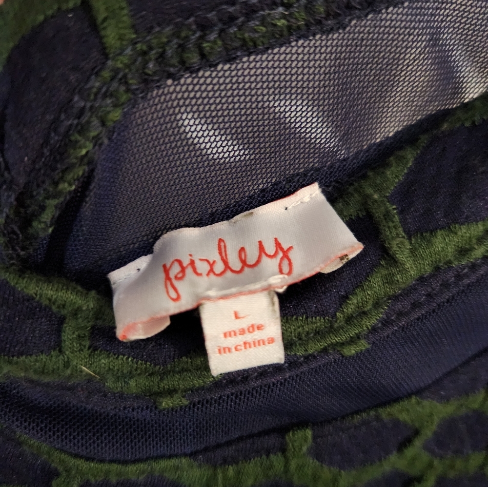Pixley Blue and Green Casual Dress With Honeycomb Textured Pattern - Picture 8 of 12